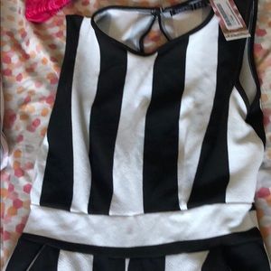 Black and white stripe Jumpsuit